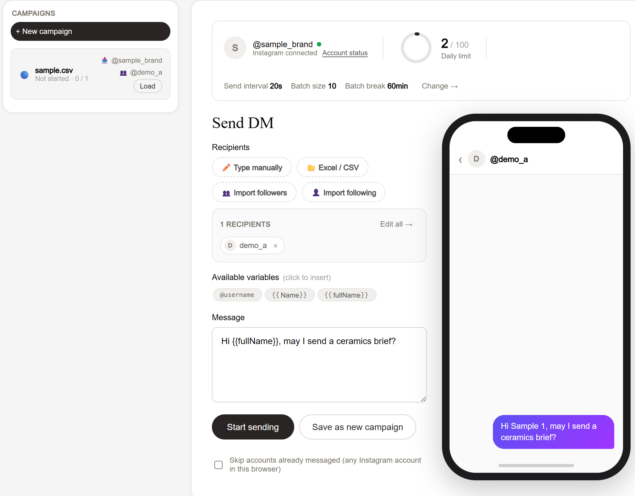 DM Studio saved campaign and controls for loading, starting, and saving work